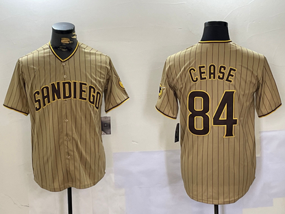 San Diego Padres #84 Dylan Cease Khaki Team Logo Stitched Cool Base Baseball Jersey - Main View