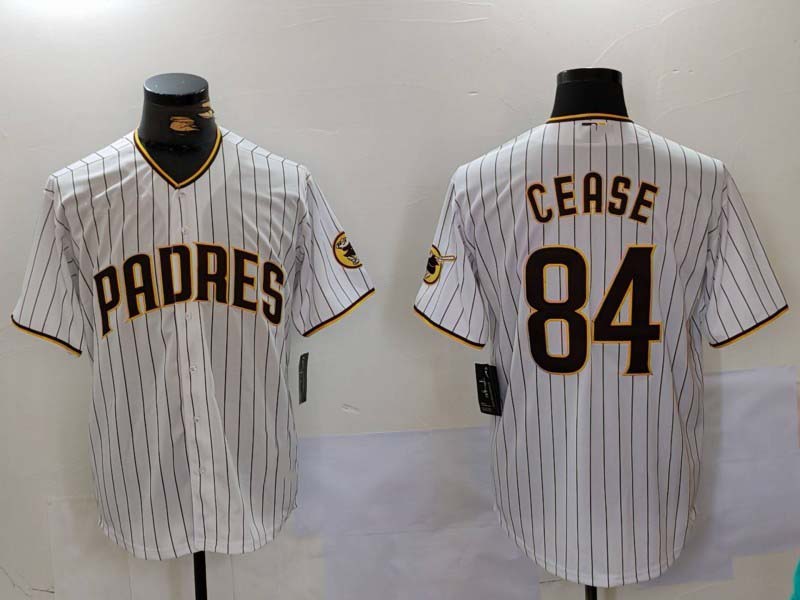 San Diego Padres #84 Dylan Cease White Team Logo Stitched Cool Base Baseball Jersey - Main View