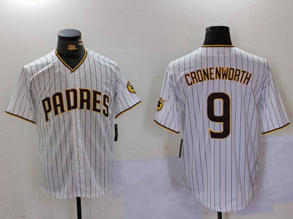 San Diego Padres #9 Jake Cronenworth White Team Logo Stitched Cool Base Baseball Jersey - Main View