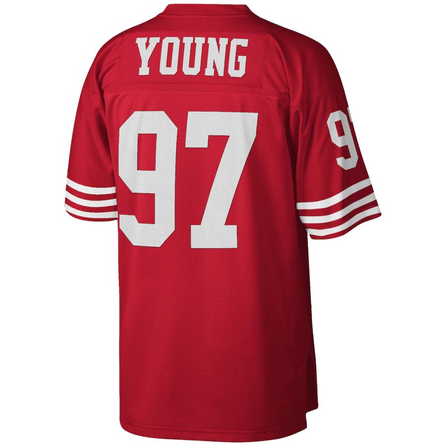 SF.49ers #97 Bryant Young Mitchell & Ness Scarlet 1994 Legacy Replica Jersey Stitched American Football Jerseys - Main View
