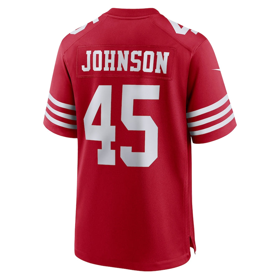 SF.49ers #45 Buddy Johnson Scarlet Game Player Jersey Stitched American Football Jerseys - Main View