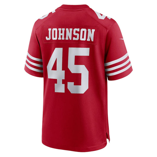 SF.49ers #45 Buddy Johnson Scarlet Game Player Jersey Stitched American Football Jerseys - Main View