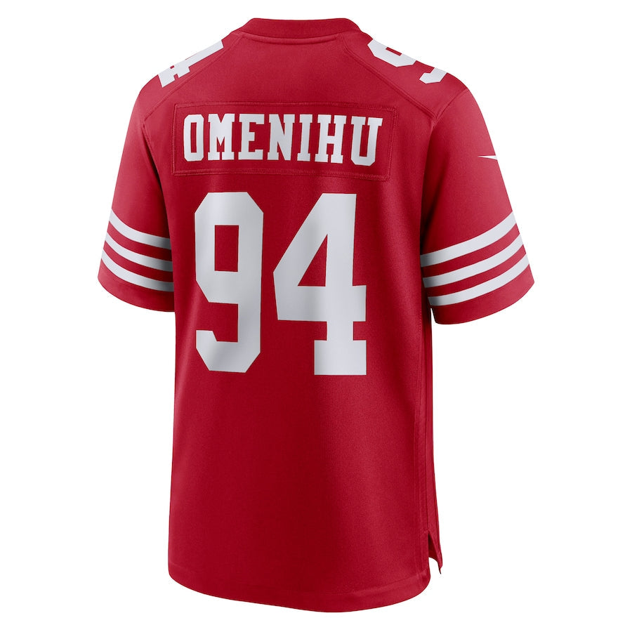 SF.49ers #94 Charles Omenihu Scarlet Game Player Jersey Stitched American Football Jerseys - Main View