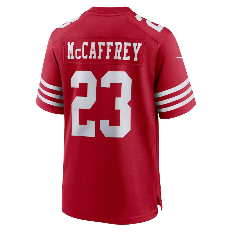 SF.49ers #23 Christian McCaffrey Scarlet Game Player Jersey Stitched American Football Jersey - Main View
