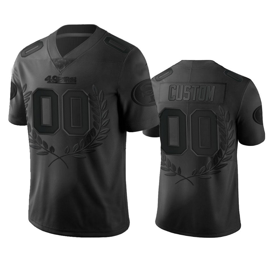 Custom SF.49ers Black Platinum Stitched American Football Jerseys - Main View