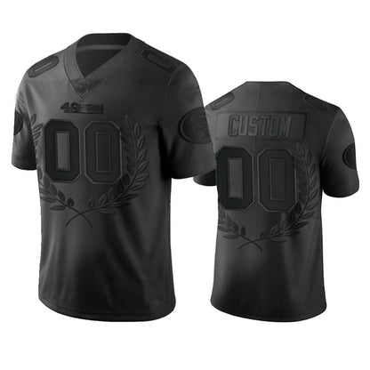 Custom SF.49ers Black Platinum Stitched American Football Jerseys - Main View