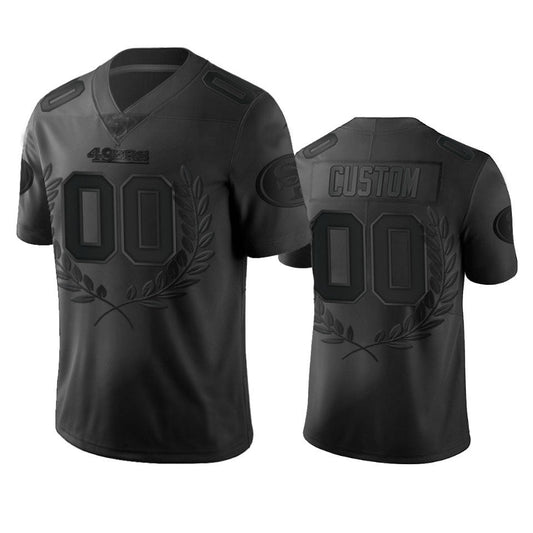 Custom SF.49ers Black Platinum Stitched American Football Jerseys - Main View