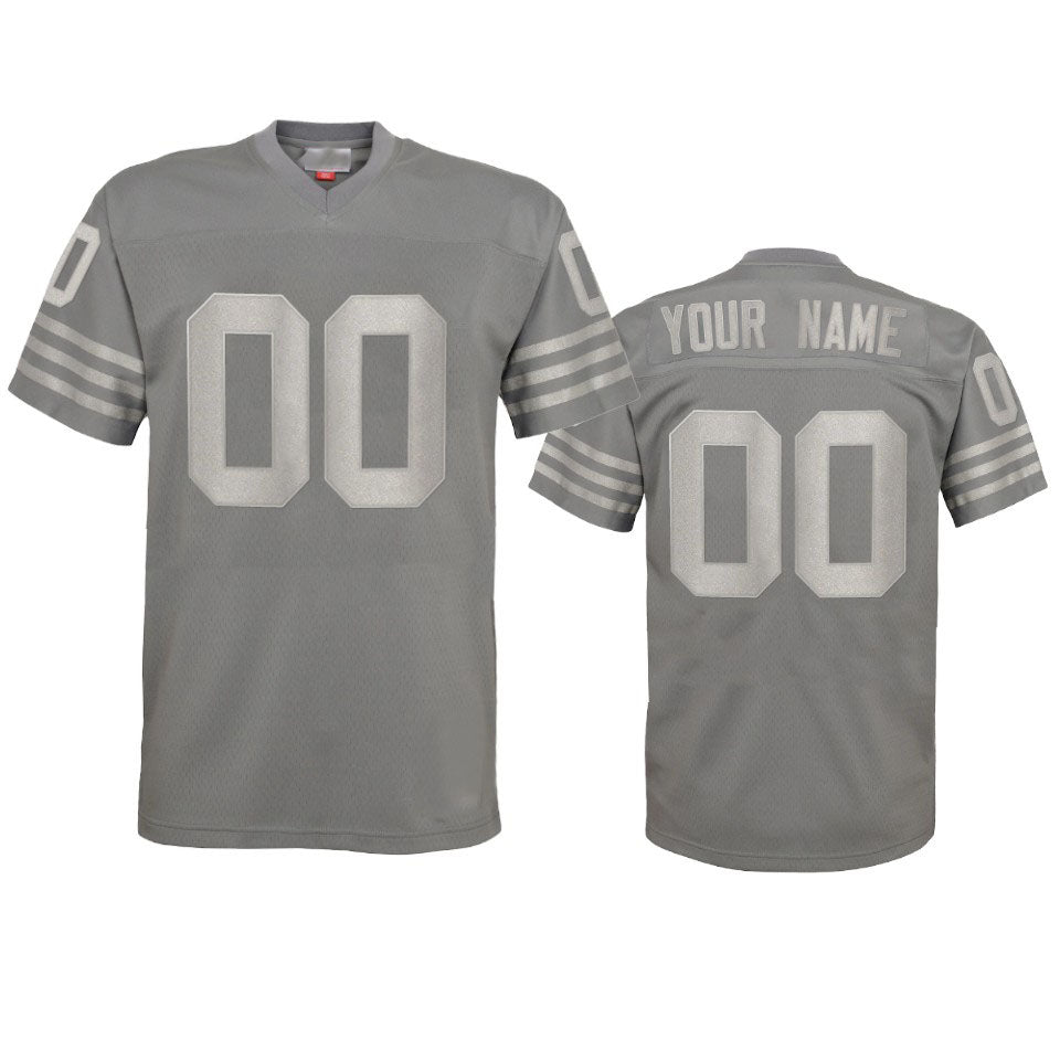 Custom SF.49ers Football Grey Stitched American Football Jerseys - Main View