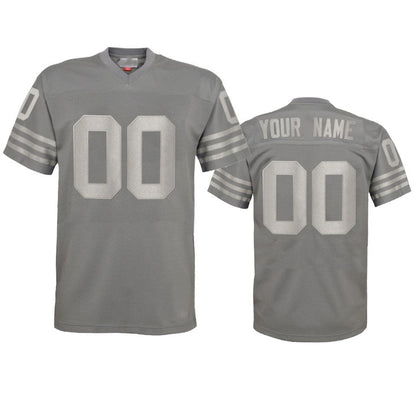 Custom SF.49ers Football Grey Stitched American Football Jerseys - Main View