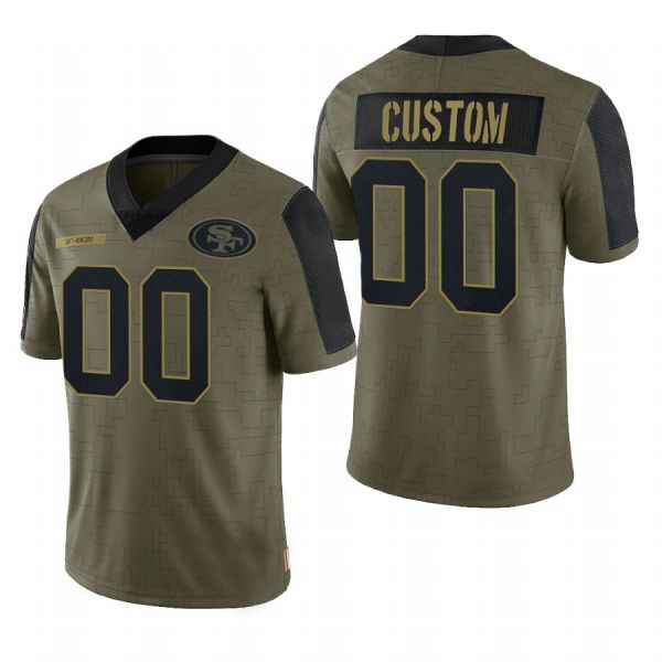 Custom SF.49ers Olive 2022 Salute To Service Limited Football Jerseys - Main View