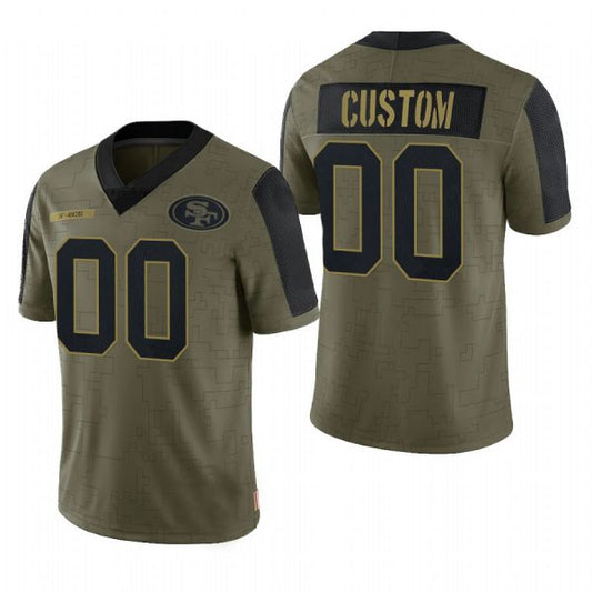 Custom SF.49ers Olive 2022 Salute To Service Limited Football Jerseys - Main View