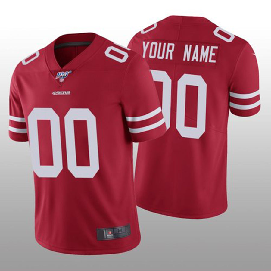 Custom SF.49ers Scarlet Vapor Limited 100th Season Jersey Stitched American Football Jerseys - Main View