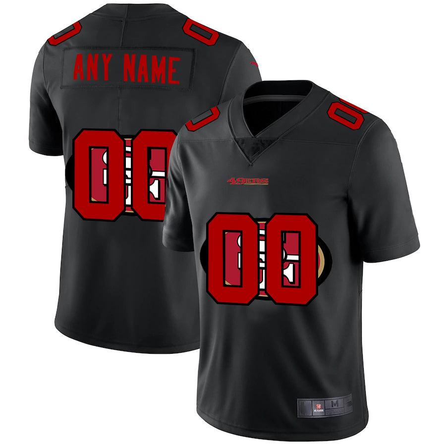 Custom SF.49ers Team Logo Dual Overlap Limited Jersey Black Stitched American Football Jerseys - Main View
