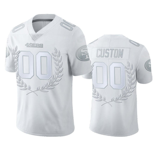 Custom SF.49ers Football White Platinum Stitched American Football Jerseys - Main View