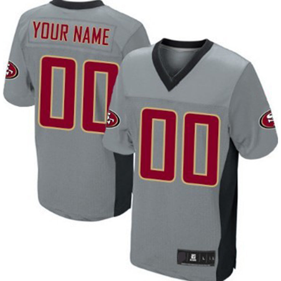 Custom SF.49ers Gray Shadow Elite Jersey Stitched American Football Jerseys - Main View