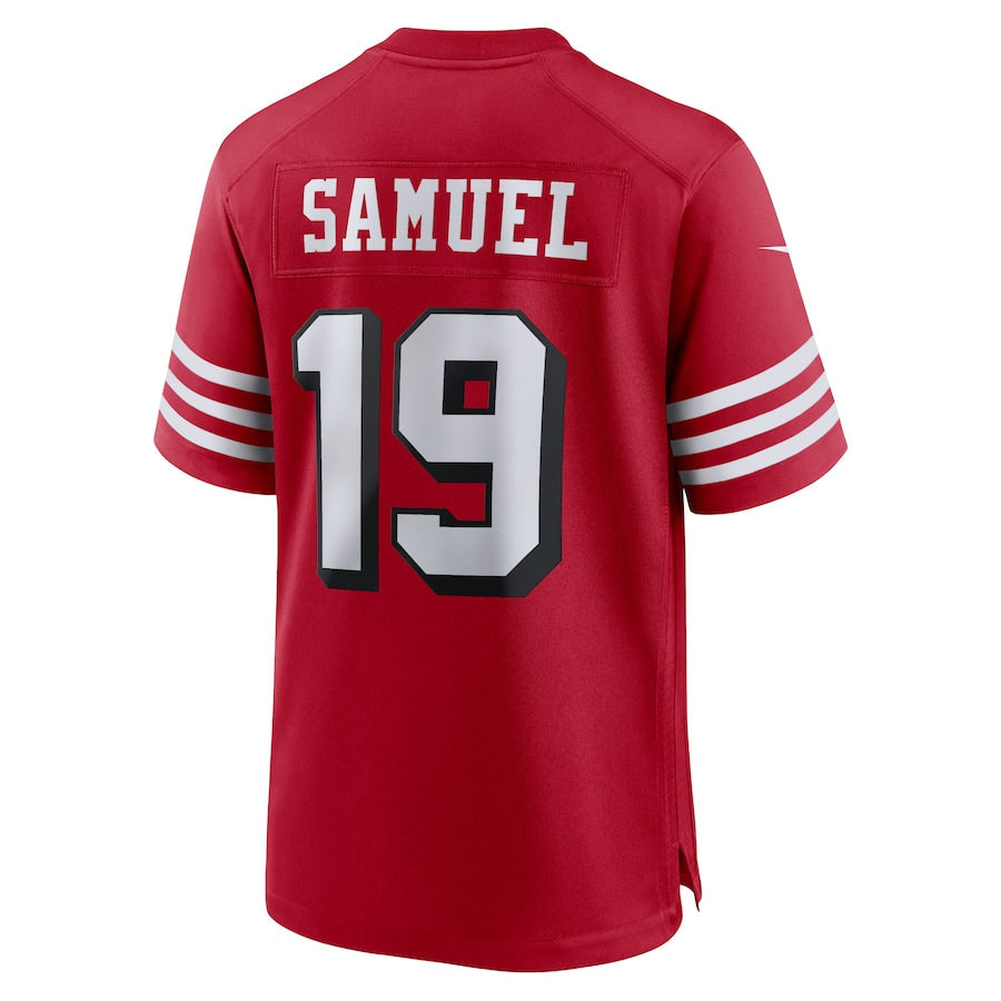 SF.49ers #19 Deebo Samuel Scarlet 75th Anniversary Alternate White Stitched Game Jersey view 4