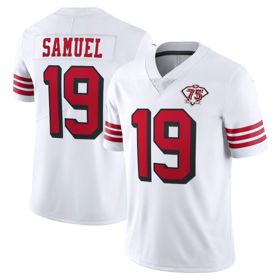 SF.49ers #19 Deebo Samuel Scarlet 75th Anniversary Alternate Red Stitched Game Jersey view 6