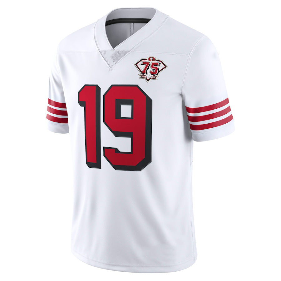 SF.49ers #19 Deebo Samuel Scarlet 75th Anniversary Alternate White Stitched Game Jersey view 2