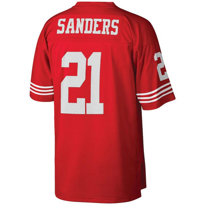 SF.49ers #21 Deion Sanders Mitchell & Ness Scarlet Legacy Replica Jersey Stitched American Football Jerseys - Main View