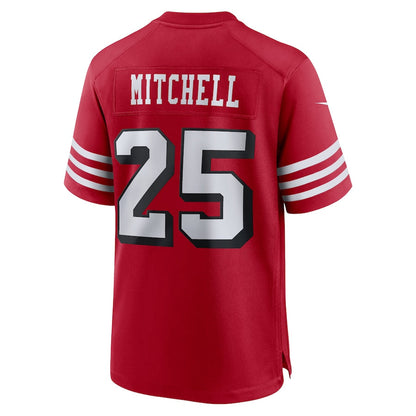 SF.49ers #25 Elijah Mitchell Scarlet Alternate Team Game Jersey Stitched American Football Jerseys - Main View