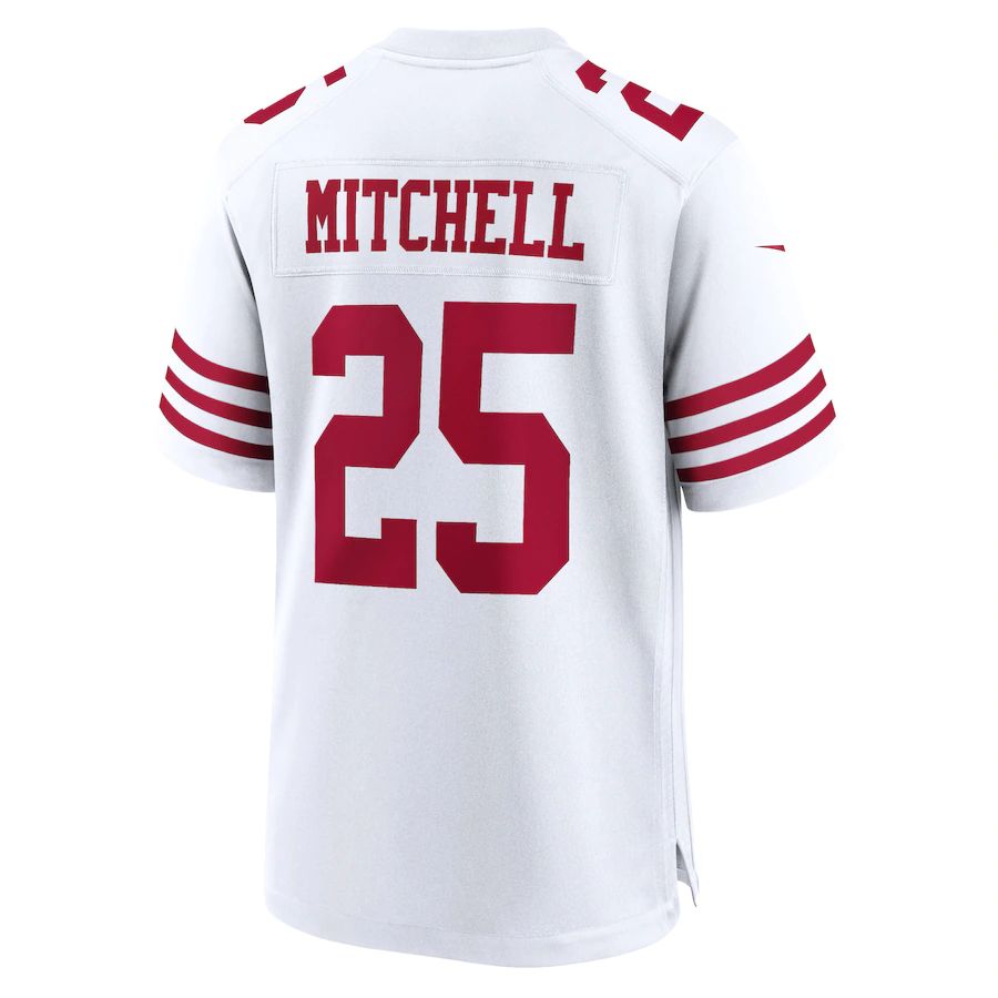 SF.49ers #25 Elijah Mitchell White Player Game Jersey Stitched American Football Jerseys - Main View