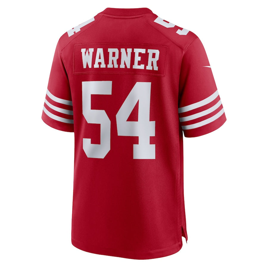 SF.49ers #54 Fred Warner Scarlet Player Game Jersey Stitched American Football Jerseys - Main View