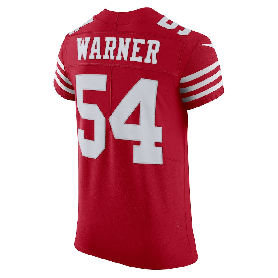 SF.49ers #54 Fred Warner Scarlet Vapor Elite Jersey Stitched American Football Jerseys - Main View