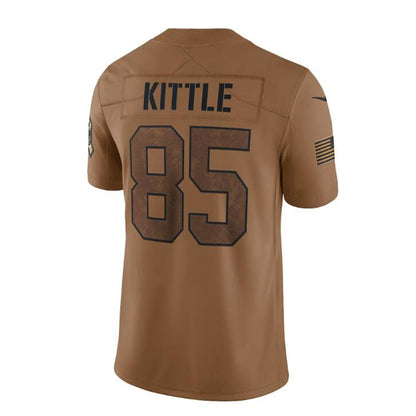 SF.49ers #85 George Kittle Brown 2023 Salute To Service Limited Jersey Stitched American Football Jerseys - Main View