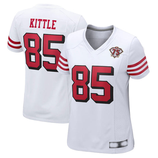 SF.49ers #85 George Kittle  White 75th Anniversary 2nd Alternate Game Jersey Football Jerseys - Main View