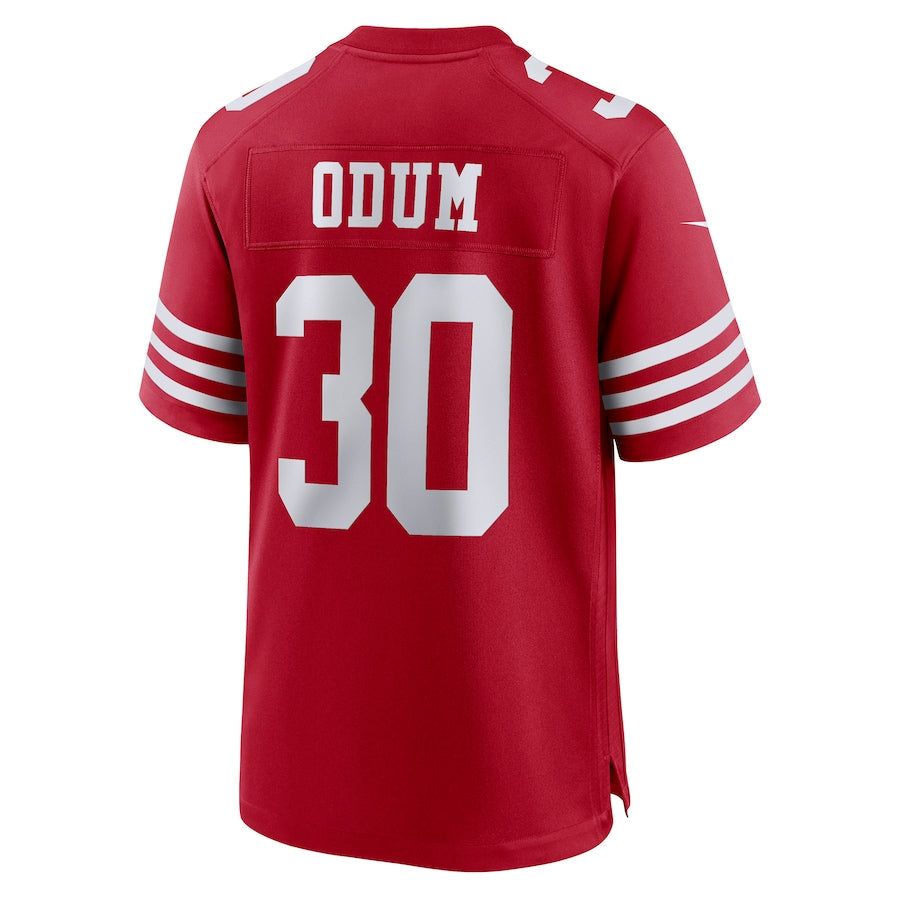 SF.49ers #30 George Odum Scarlet Game Player Jersey Stitched American Football Jerseys - Main View