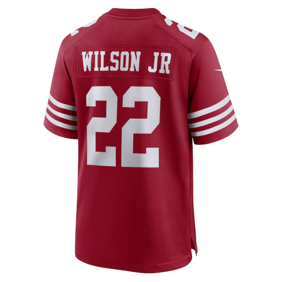 SF.49ers #22 Jeff Wilson Jr. Scarlet Home Game Player Jersey Stitched American Football Jerseys - Main View