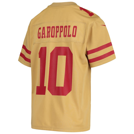 SF.49ers #10 Jimmy Garoppolo Gold Inverted Game Jersey Stitched American Football Jerseys - Main View