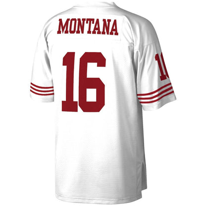 SF.49ers #16 Joe Montana Mitchell & Ness White Legacy Replica Jersey Stitched American Football Jersey - Main View