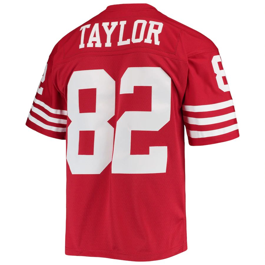 SF.49ers #82 John Taylor Mitchell & Ness Scarlet 1990 Legacy Replica Jersey Stitched American Football Jerseys - Main View