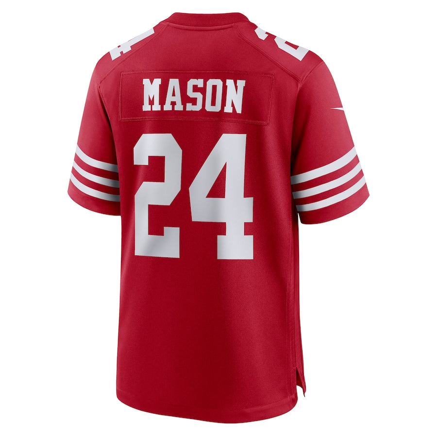 SF.49ers #24 Jordan Mason Scarlet Game Player Jersey Stitched American Football Jerseys - Main View