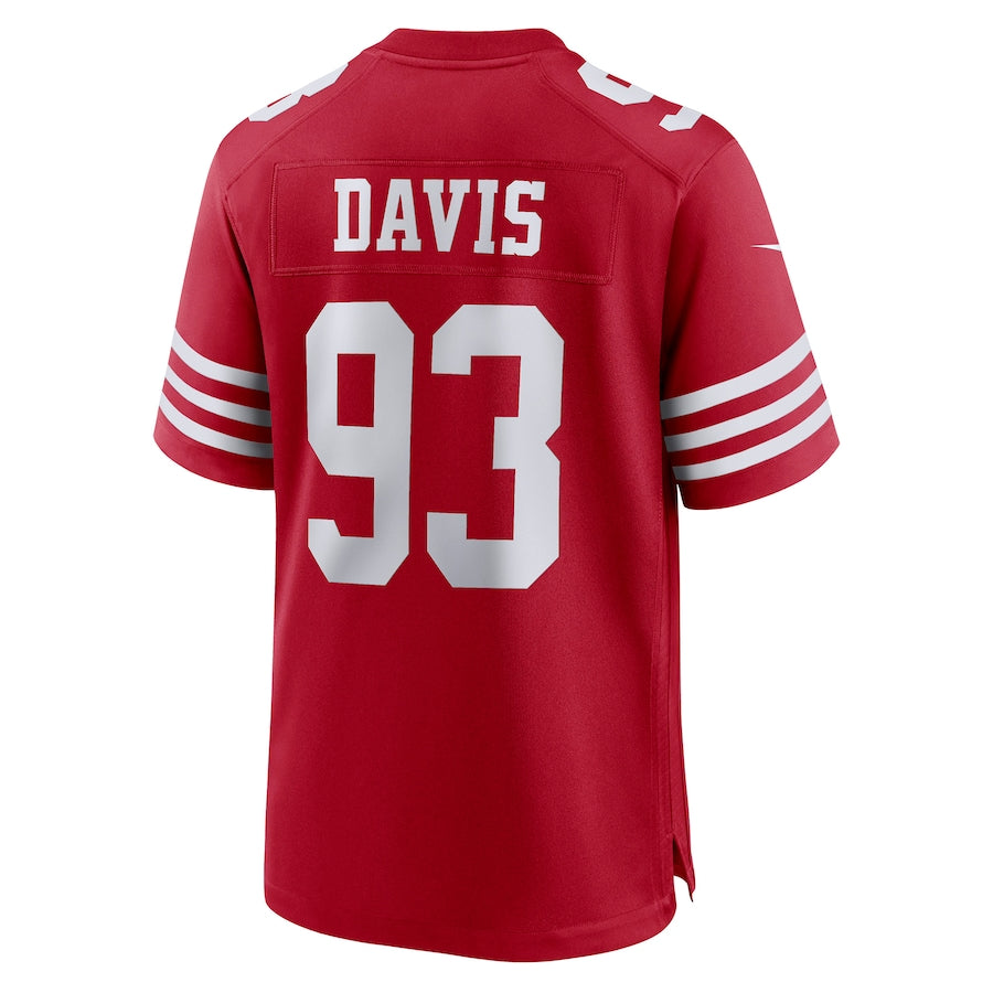 SF.49ers #93 Kalia Davis Scarlet Game Player Jersey Stitched American Football Jerseys - Main View