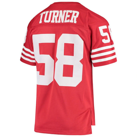 SF.49ers #58 Keena Turner Mitchell & Ness Scarlet 1982 Replica Legacy Throwback Player Jersey Stitched American Football Jerseys - Main View