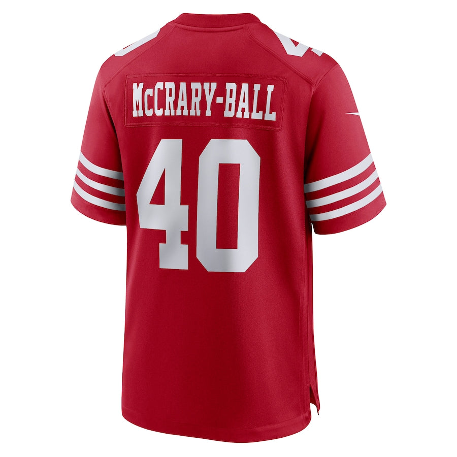 SF.49ers #40 Marcelino McCrary-Ball Scarlet Game Player Jersey Stitched American Football Jerseys - Main View