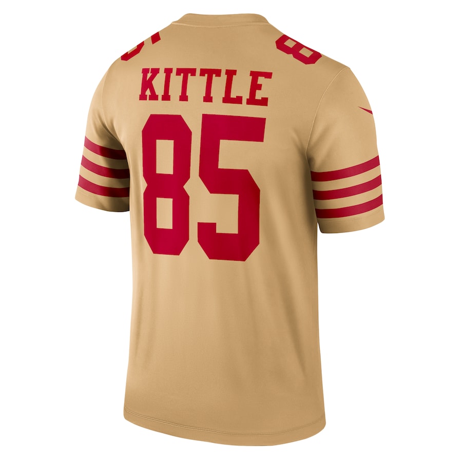 SF.49ers #85 George Kittle Gold Inverted Legend Jersey Stitched American Football Jerseys - Main View