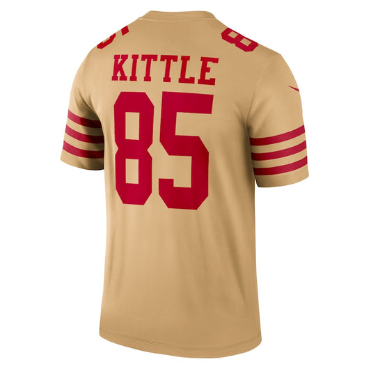 SF.49ers #85 George Kittle Gold Inverted Legend Jersey Stitched American Football Jerseys - Main View