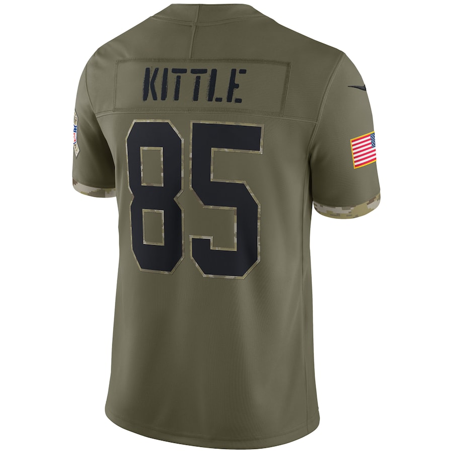 SF.49ers #85 George Kittle Olive 2022 Salute To Service Limited Jersey Stitched American Football Jerseys - Main View
