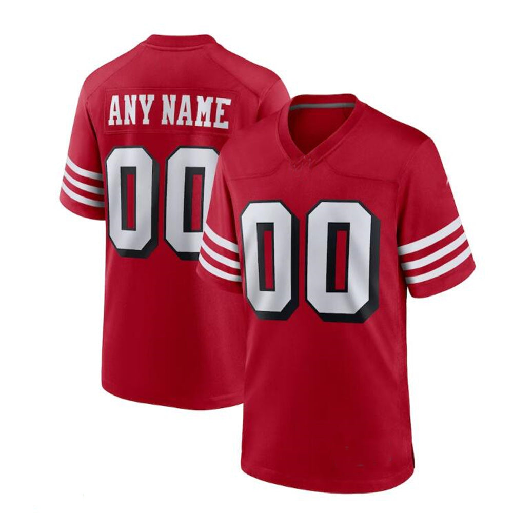 Custom SF.49ers Scarlet Alternate Game Jersey Stitched American Football Jerseys - Main View