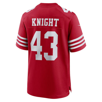 SF.49ers #43 Qwuantrezz Knight Scarlet Game Player Jersey Stitched American Football Jerseys - Main View