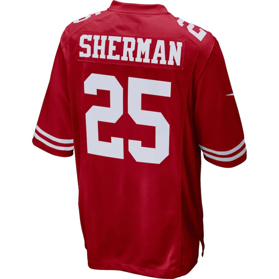 SF.49ers #25 Richard Sherman Scarlet Game Player Jersey Stitched American Football Jerseys - Main View