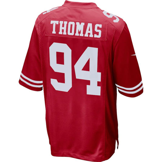SF.49ers #94 Solomon Thomas Scarlet Player Game Jersey Stitched American Football Jerseys - Main View