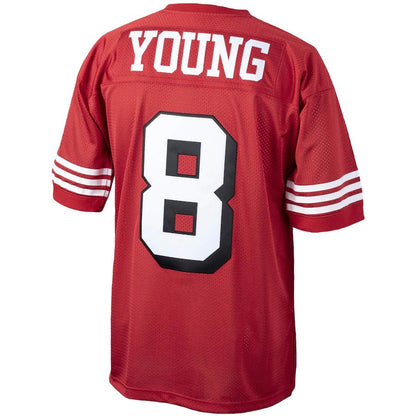 SF.49ers #8 Steve Young Mitchell & Ness Scarlet 1994 Authentic Throwback Retired Player Jersey Stitched American Football Jerseys - Main View