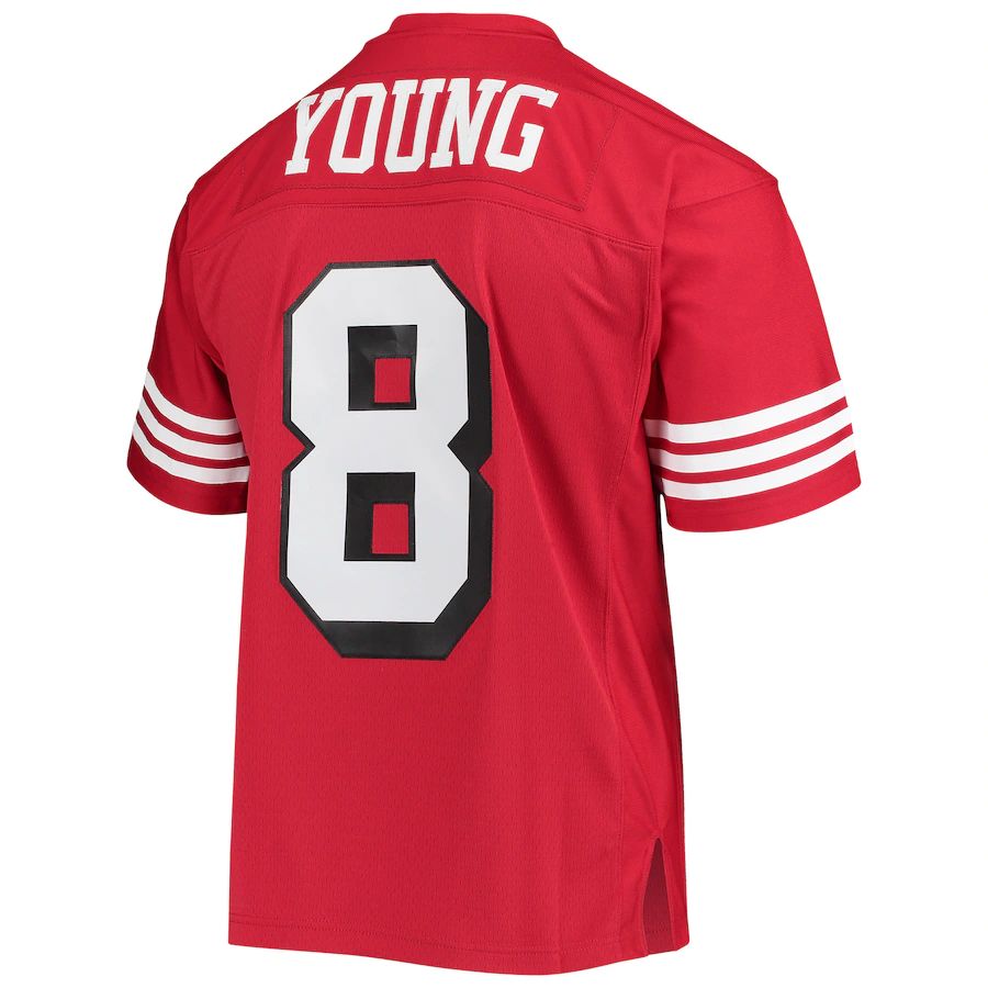 SF.49ers #8 Steve Young Mitchell & Ness Scarlet 1994 Legacy Replica Jersey Stitched American Football Jerseys - Main View
