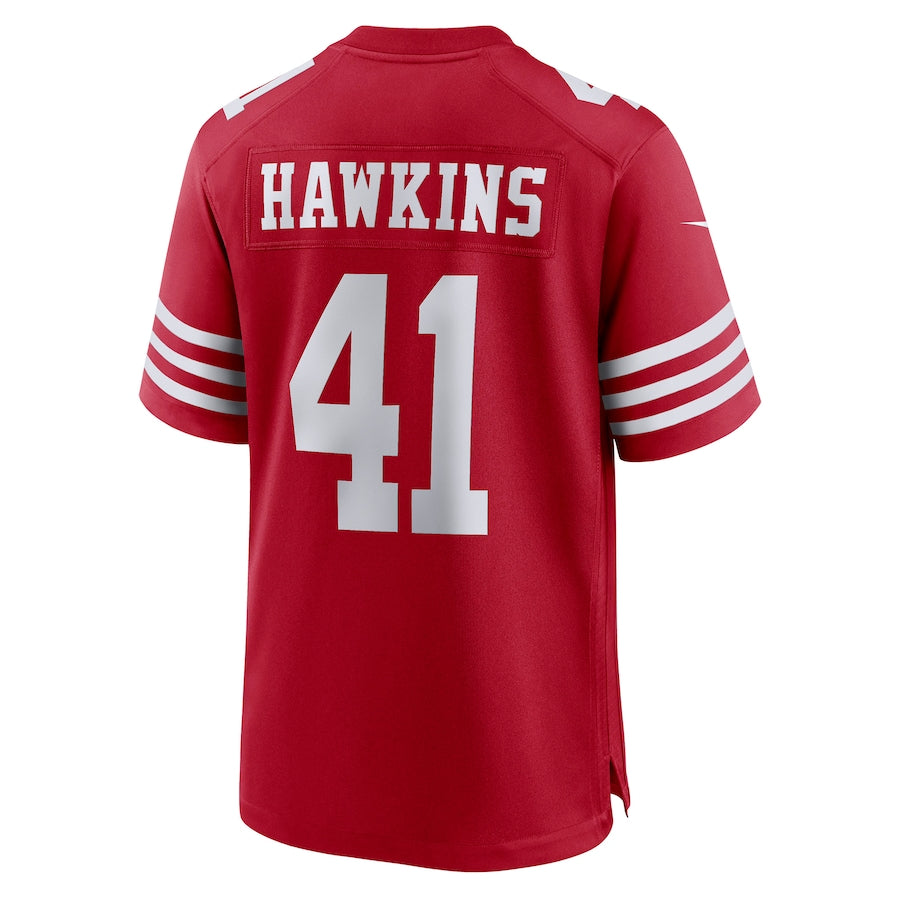 SF.49ers #41 Tayler Hawkins Scarlet Game Player Jersey Stitched American Football Jerseys - Main View