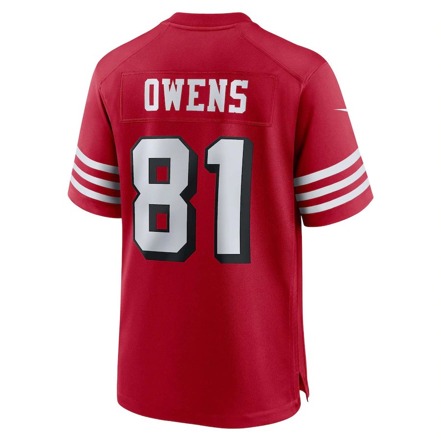 SF.49ers #81 Terrell Owens Scarlet Retired Alternate Game Jersey Stitched American Football Jerseys - Main View