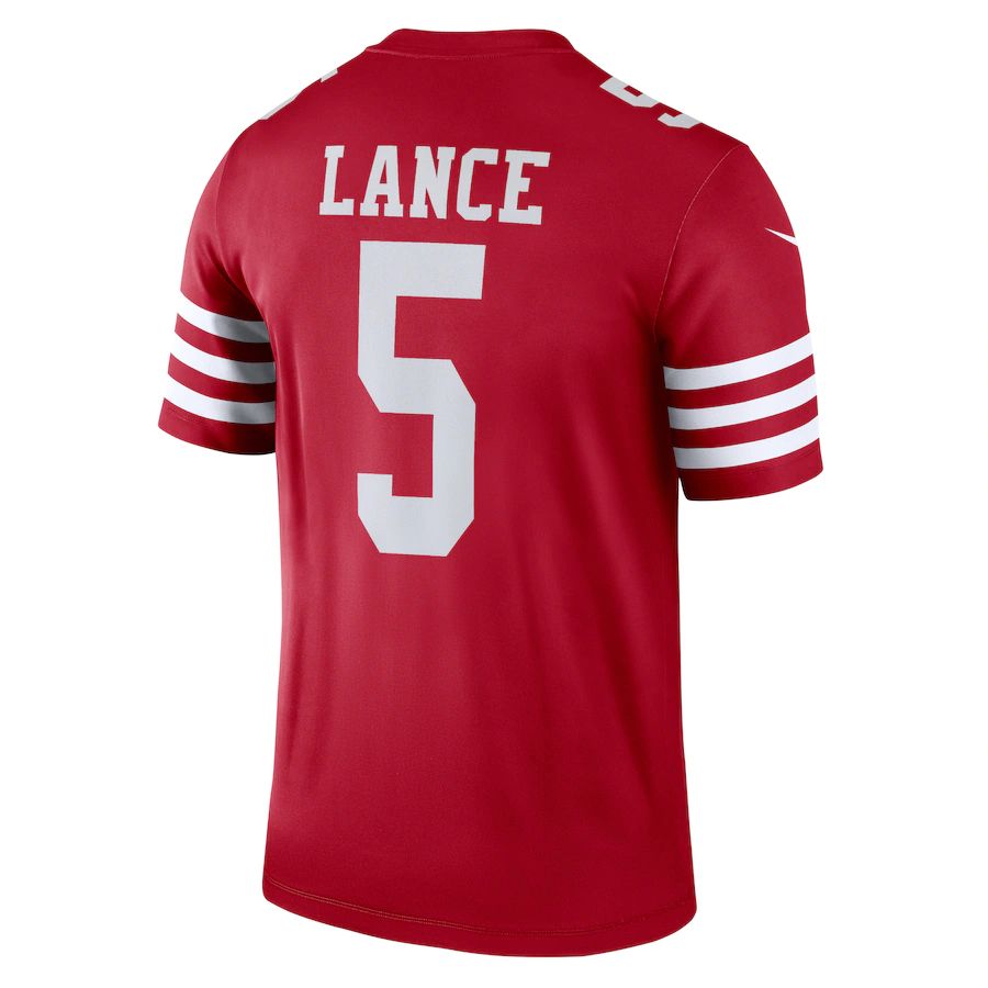SF.49ers #5 Trey Lance Scarlet Legend Jersey Stitched American Football Jerseys - Main View